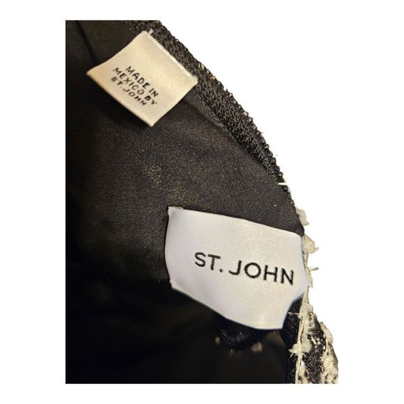 ST JOHN Novelty Diamond Knit Bateau-Neck Cap-Sleeve Gown - Size 12 - Picture 9 of 10